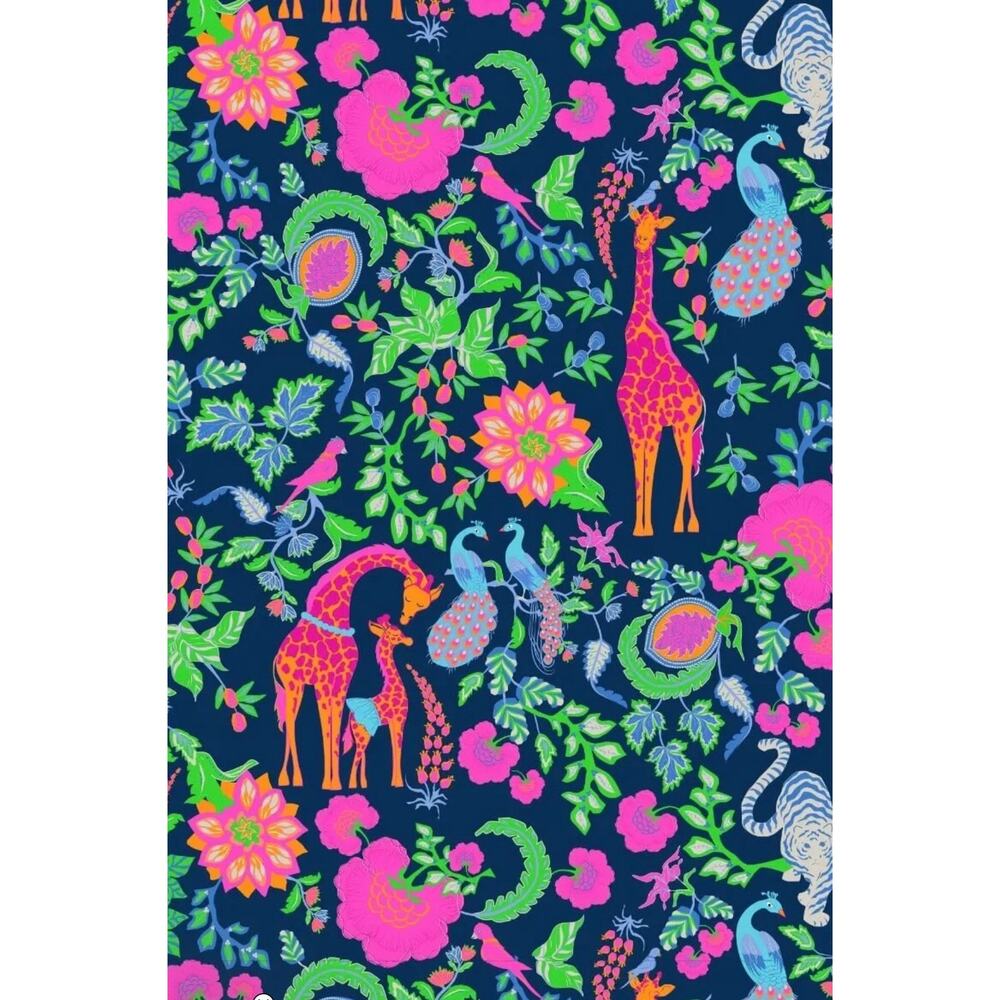 NWT Gretchen Scott Ruffleneck 3/4 Sleeve Dress Women's Large Giraffe Print Blue - Picture 7 of 10